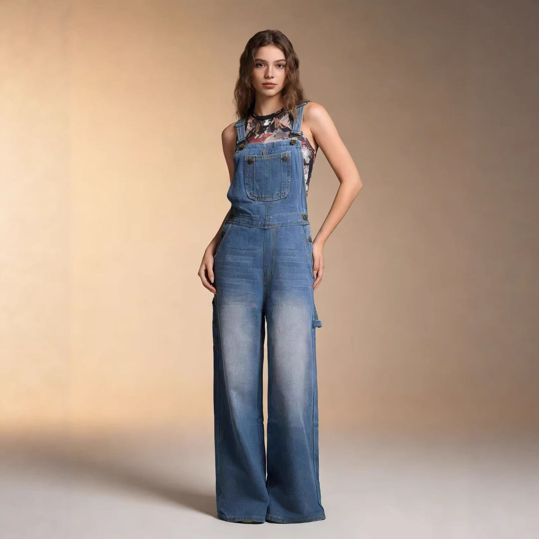 Damen Latzhose im lässigen oversized Schnitt mit funktionalen Seitentaschen R&B