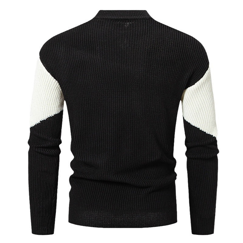 Herren modischer Rollkragenpullover mit grafischem Farbblockdesign R&B