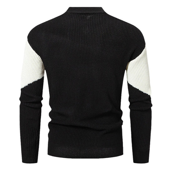 Herren modischer Rollkragenpullover mit grafischem Farbblockdesign R&B