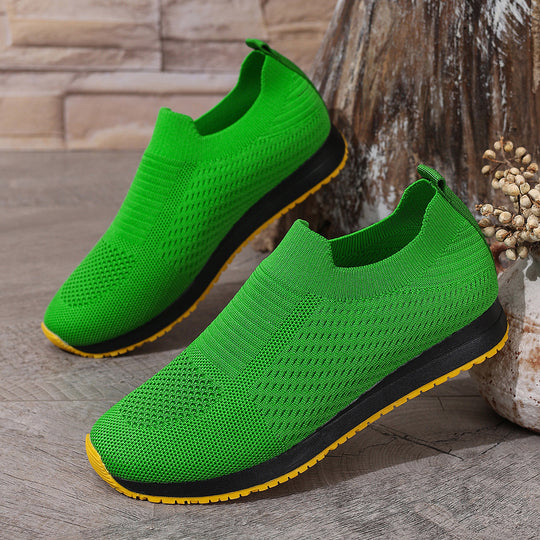 Damen atmungsaktive Slip-On Sneakers mit elastischem Einsatz R&B