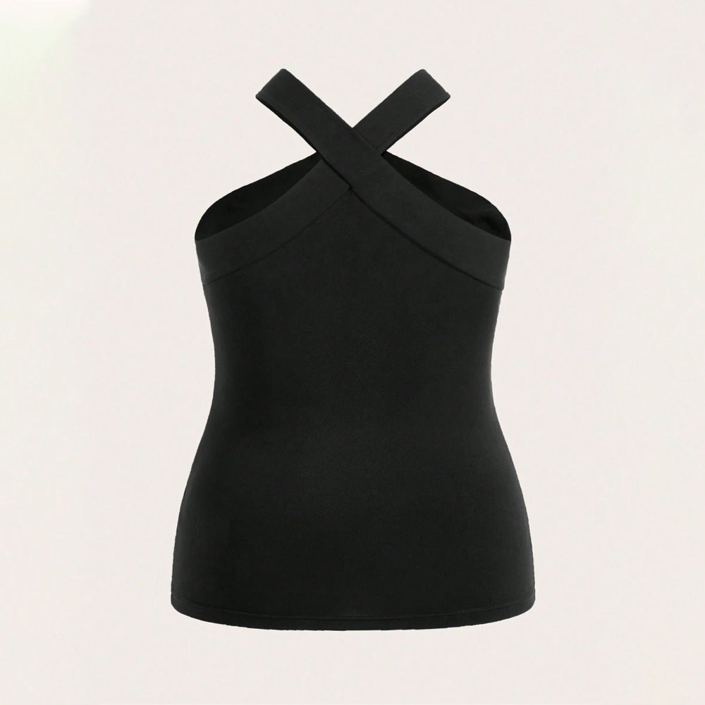 Damen Crop-Top mit schickem Kreuz-Ausschnitt und figurbetontem Schnitt R&B