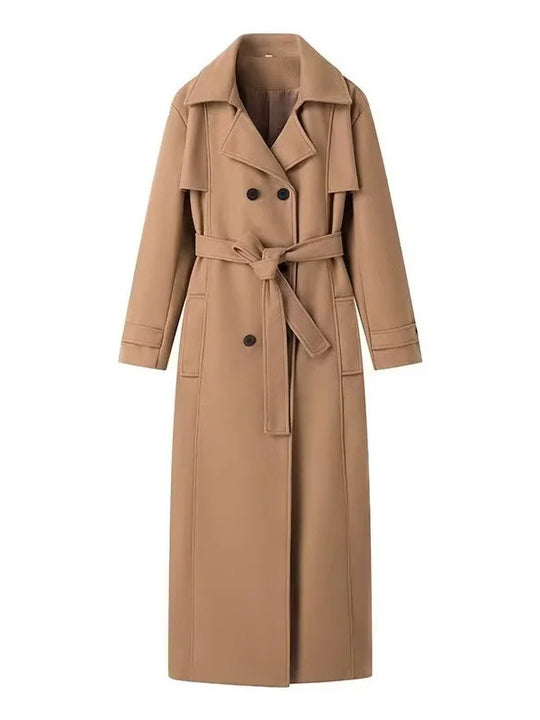 Damen Trenchcoat mit modischer Taillierung und doppelt geknöpfter Front R&B