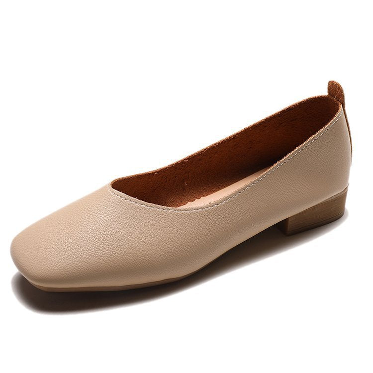 Damen elegante Ballerinas mit quadratischer Spitze und komfortablem Blockabsatz R&B