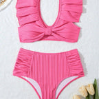 Damen Hochgeschnittener Bikini mit Rüschendetails R&B