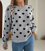 Damen Grobstrickpullover mit gepunktetem Muster und lässigem Schnitt R&B