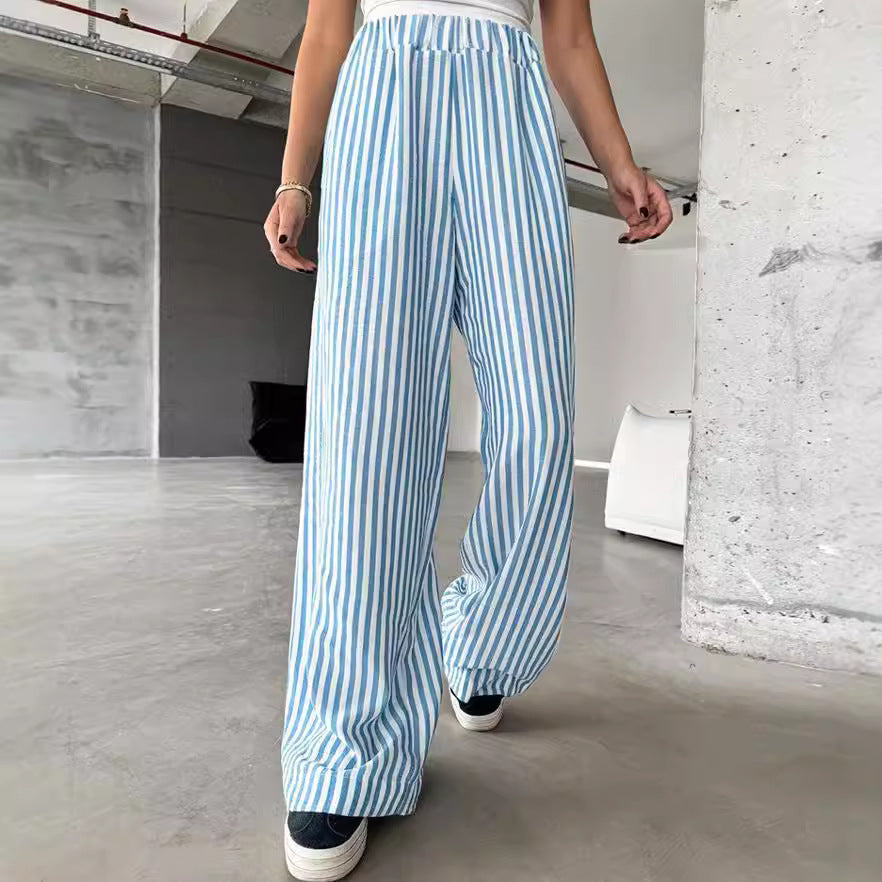Damen Weite Streifenhose aus leichtem Materialien R&B
