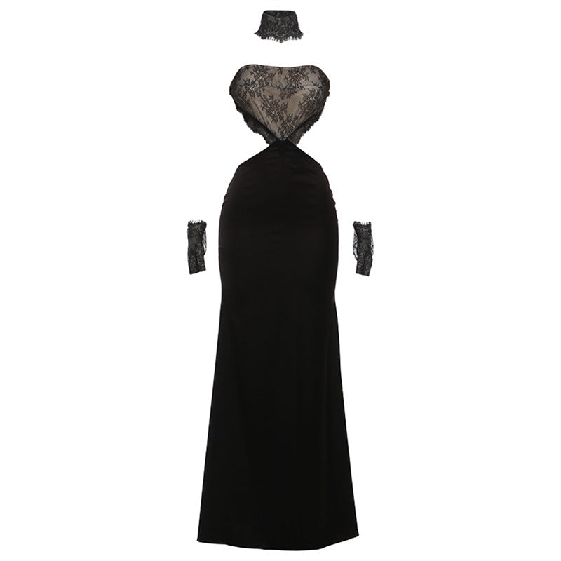 Damen Elegantes Maxikleid mit Spitze und Raffiniertem Schnitt R&B