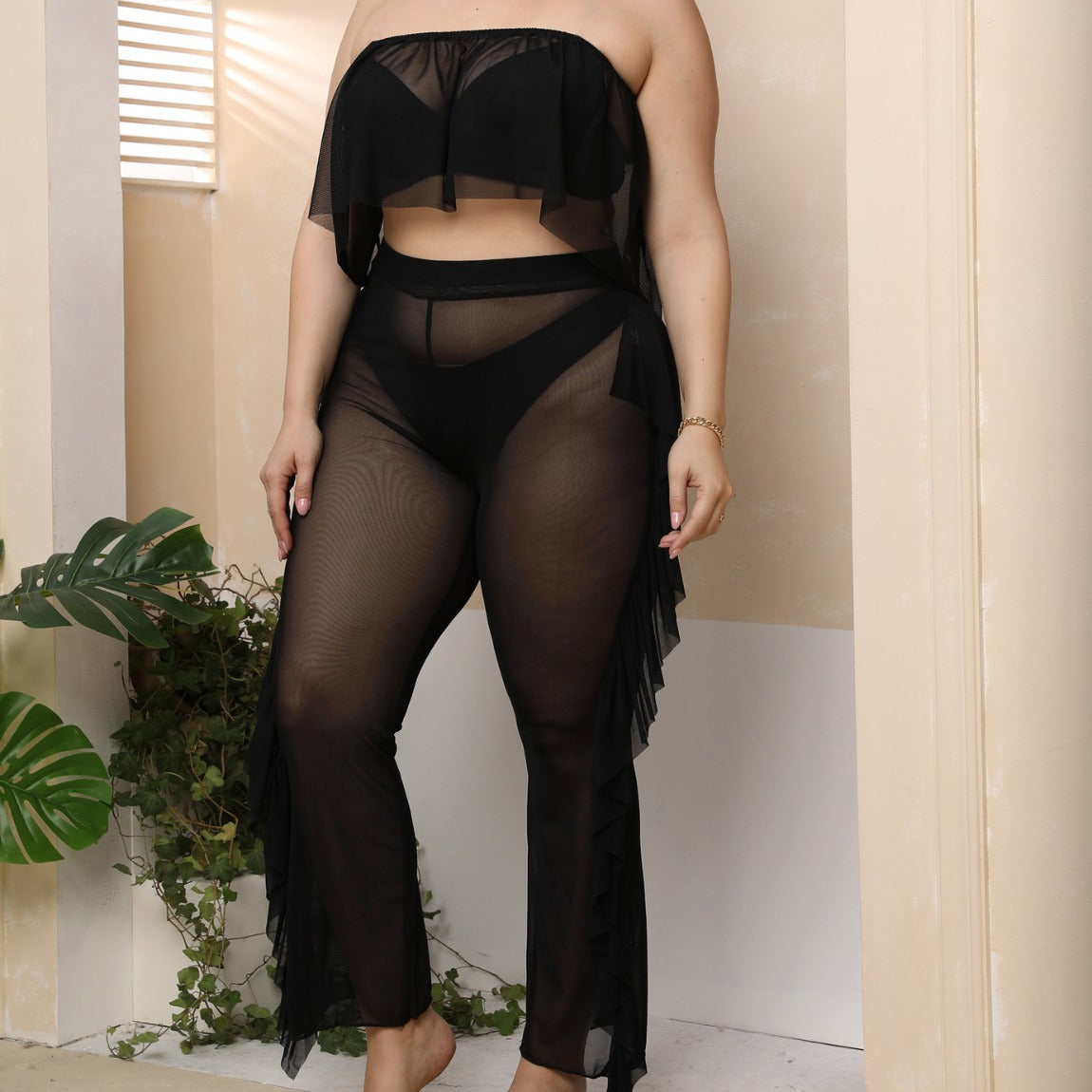 Damen eleganter Strand-Bikini-Set mit fransigen Akzenten R&B