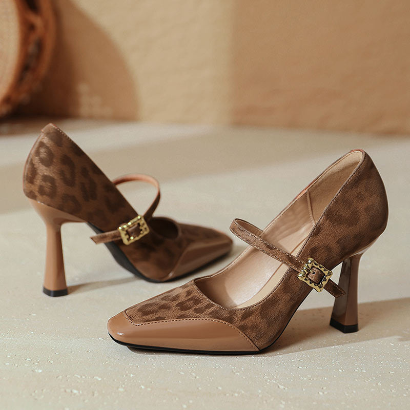 Damen elegante Mary Jane Pumps mit charakteristischem Blockabsatz und dekorativem Riemen R&B