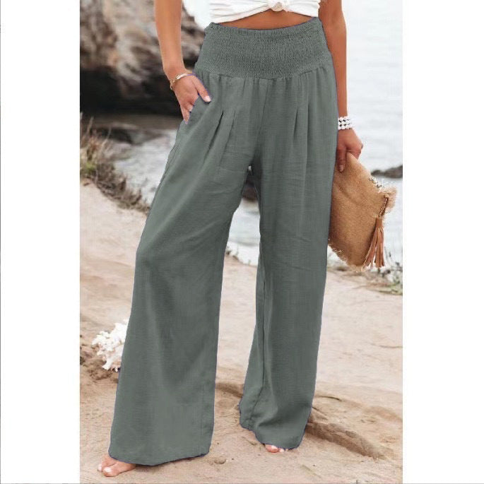 Damen weite Sommerhose mit elastischem Bund und komfortablem Schnitt R&B