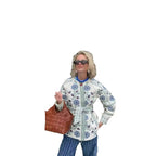 Damen gesteppte Jacke mit floralem Design und Knopfverschluss R&B