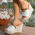 Damen Wedge-Pantoletten mit elegantem Riemen und komfortablem Fußbett R&B