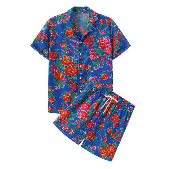 Damen Sommerliches Set mit floralem Kurzarmhemd und Shorts R&B