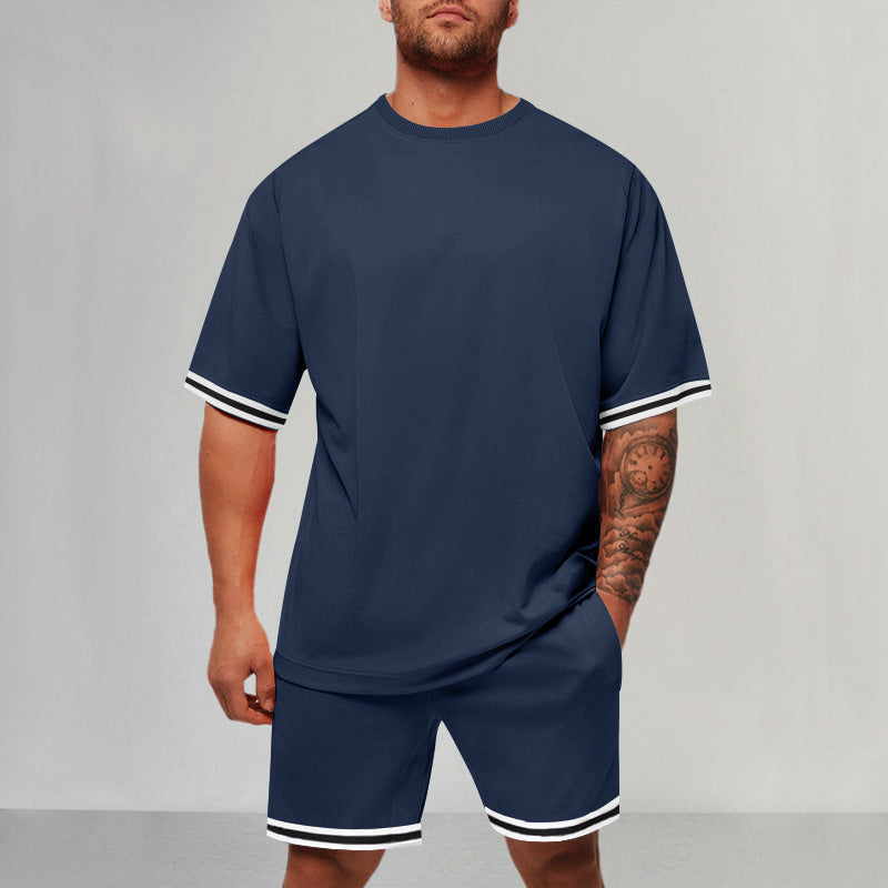 Herren Sportliches Kurzarm-Set mit Kontrastdetails R&B