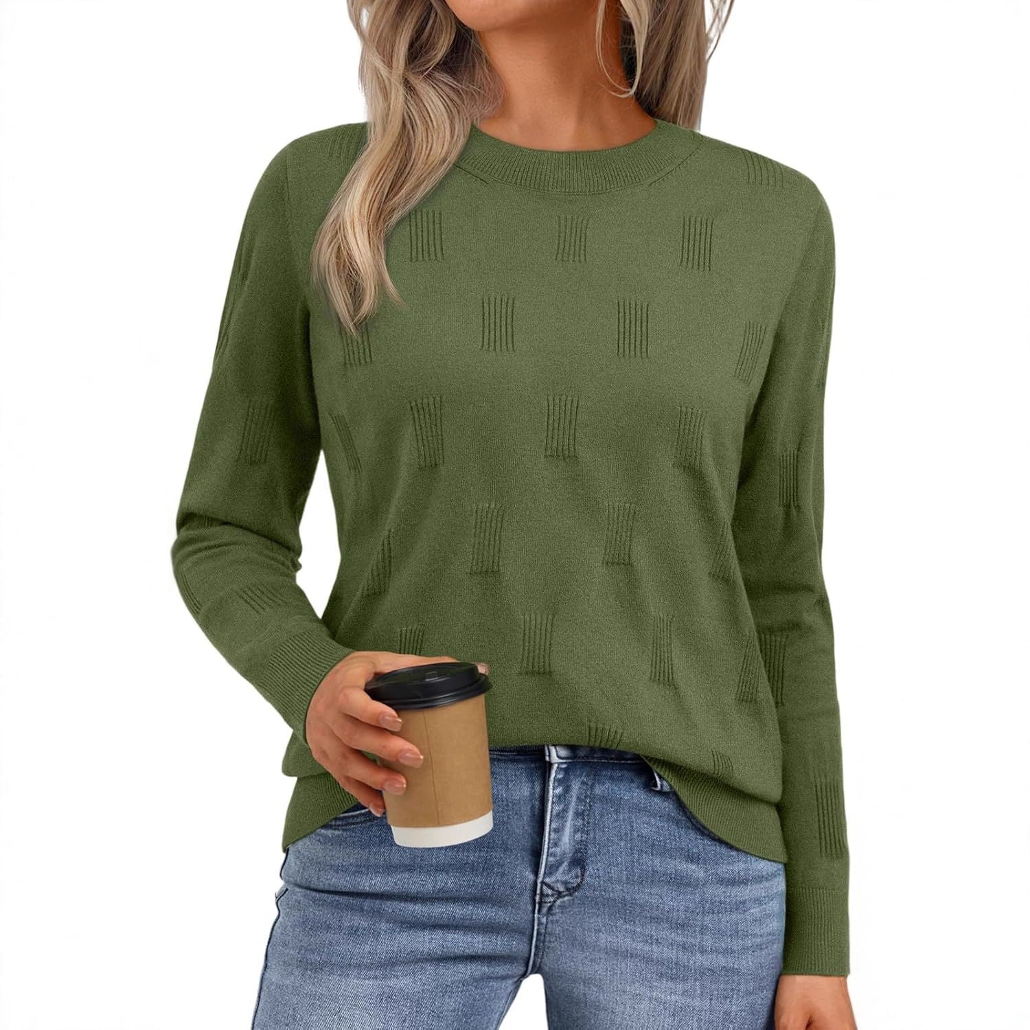 Damen Strickpullover mit strukturiertem Muster und lässigem Schnitt R&B