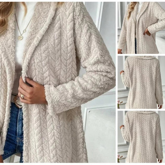 Damen Elegante und lässige Plüsch-Jacke mit strukturiertem Design R&B