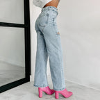 Damen Hochtaillierte Jeans mit durchbrochenem Design R&B