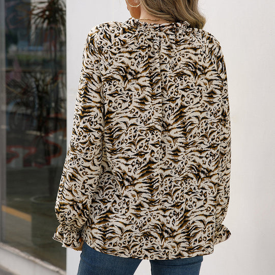 Damen Bluse mit einzigartigem Tiermotiv und Rüschendetails R&B