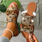 Damen Modische Slides mit dekorativem Ketten-Detail R&B