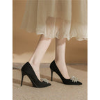Damen elegante Pumps mit funkelnder Brosche R&B