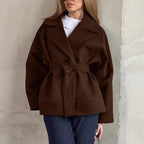 Damen Elegante Wickeljacke mit Gürtel und lässigem Schnitt R&B