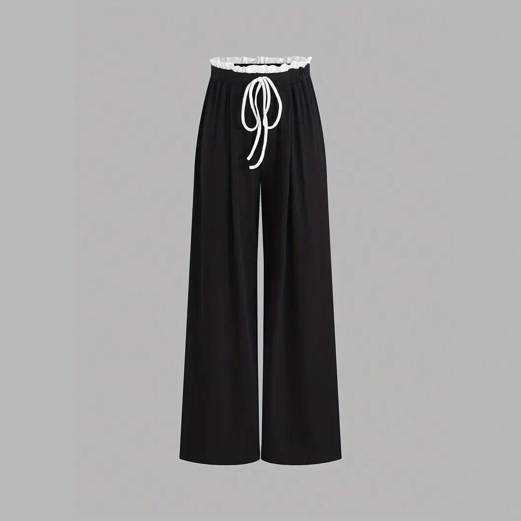 Damen stylishes Sport-Set mit hoch taillierter Weitbein-Hose und sportlichem Bustier R&B