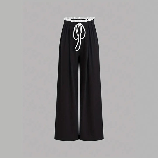 Damen stylishes Sport-Set mit hoch taillierter Weitbein-Hose und sportlichem Bustier R&B