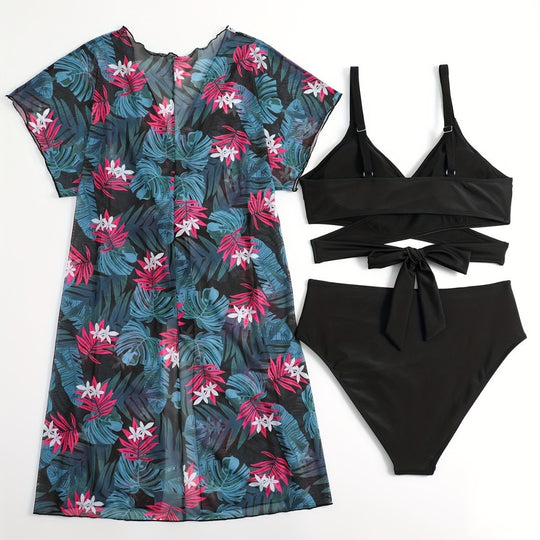 Damen Wickelkleid und Bikini-Set R&B