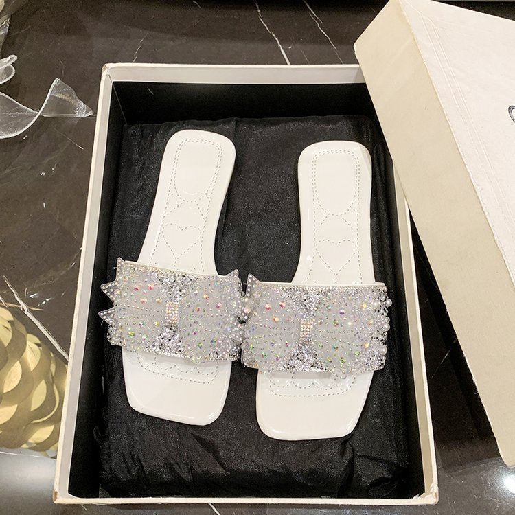 Damen elegante Riemchen-Sandalen mit glitzerndem Schmuckdetail R&B