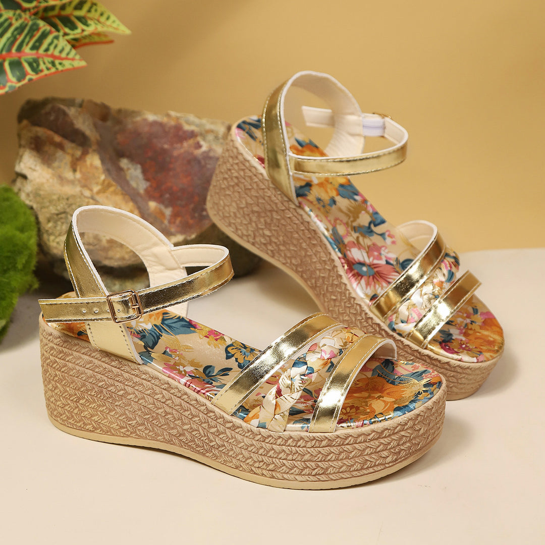 Damen Wedge-Sandalen mit floralem Design und komfortablem Fußbett R&B