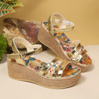 Damen Wedge-Sandalen mit floralem Design und komfortablem Fußbett R&B