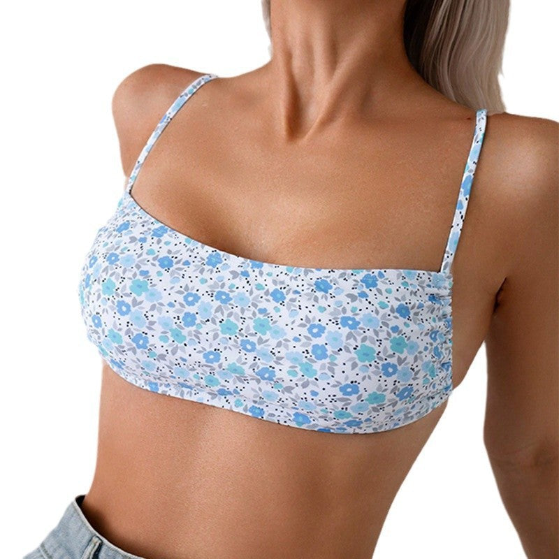 Damen Bikini-Oberteil mit verstellbaren Trägern und floraler Druck R&B