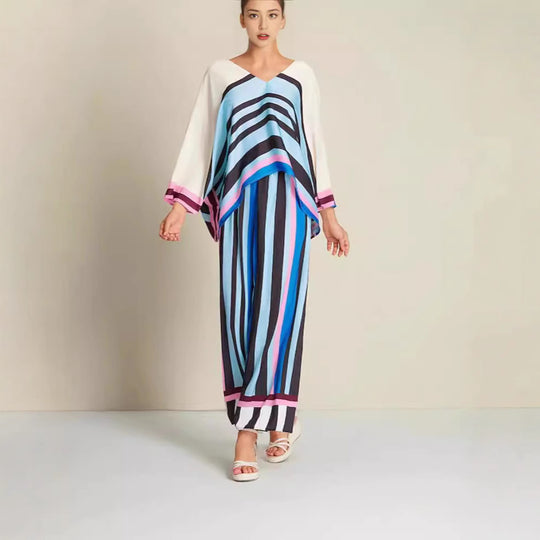 Damen Freizeit Set mit elegantem Schnitt und modernen Streifen R&B