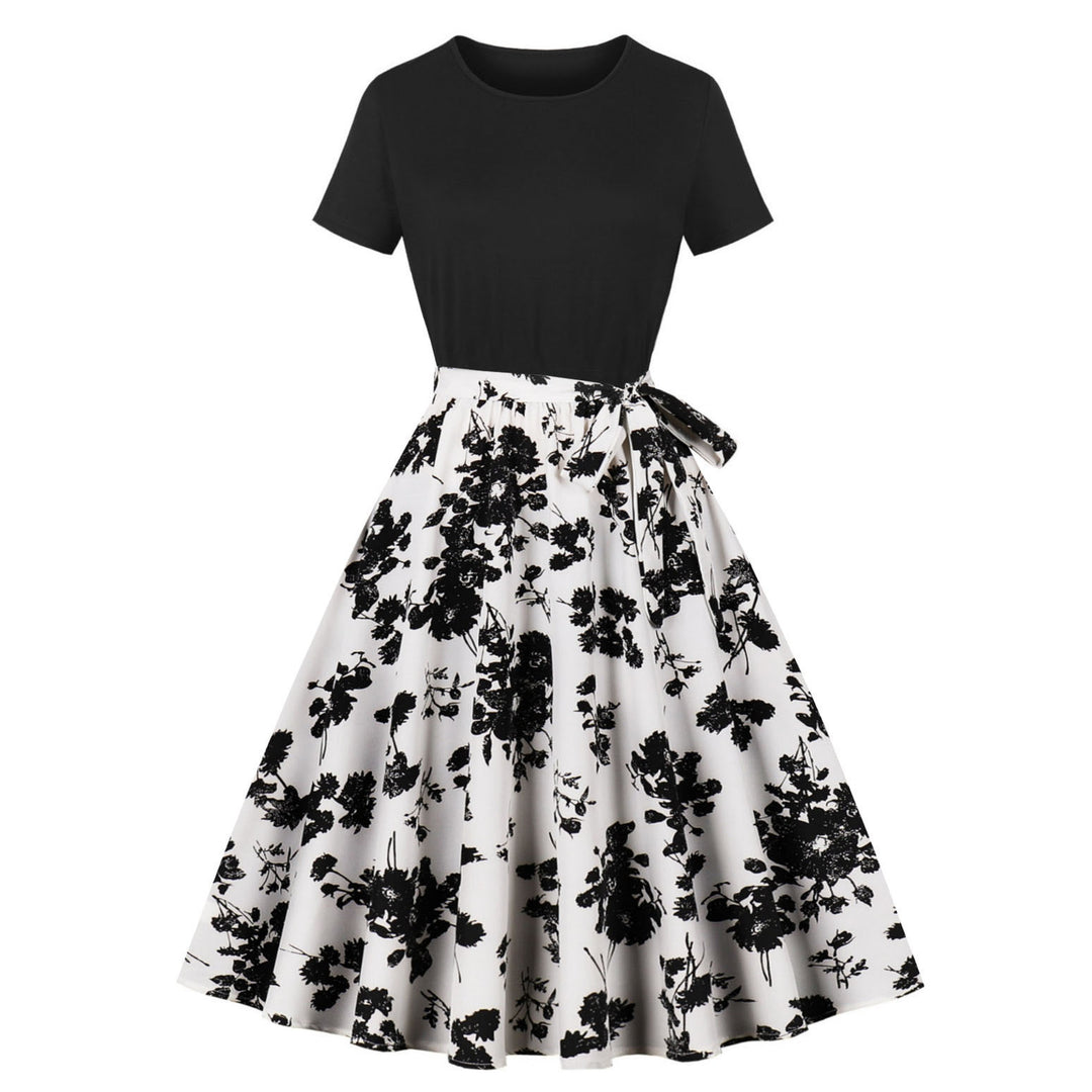 Damen Elegantes Spitzen-Kleid mit kontrastierendem Oberteil und fließendem Rock R&B