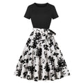 Damen Elegantes Spitzen-Kleid mit kontrastierendem Oberteil und fließendem Rock