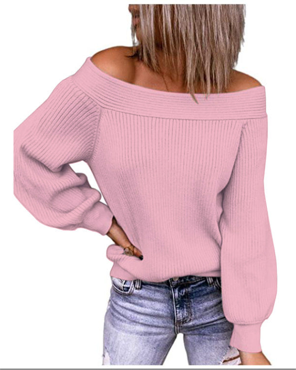Damen Off-Shoulder Pullover mit voluminösen Ärmeln R&B