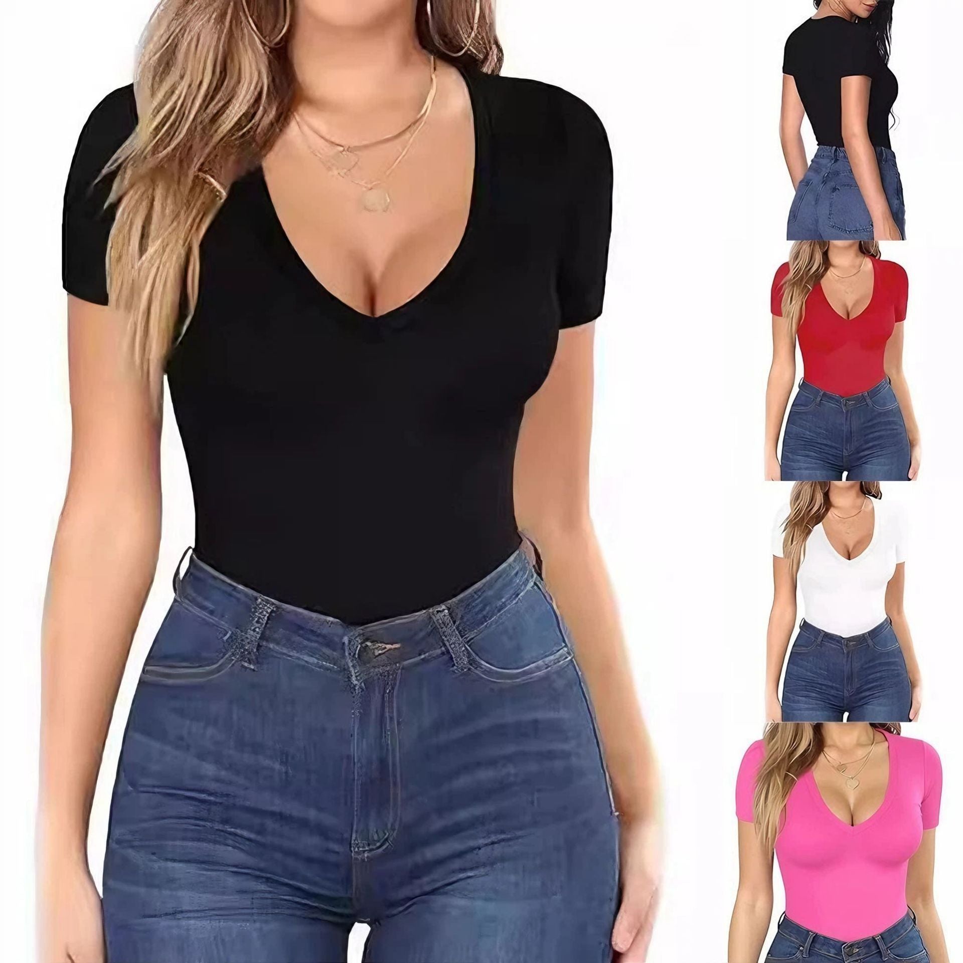 Damen Body mit tiefem V-Ausschnitt R&B