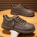 Damen Elegante Freizeit-Ledersneaker mit praktischem Reißverschluss und robustem Sohlenprofil