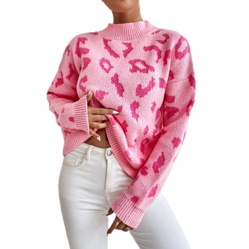 Damen modischer Pullover mit auffälligem Tiermuster und bequemer Passform R&B
