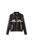 R&B | Bowknot Zip Up Lederjacke