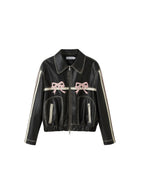 R&B | Bowknot Zip Up Lederjacke