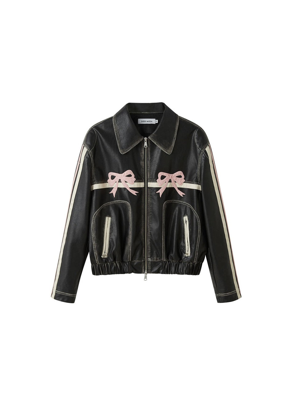 R&B | Bowknot Zip Up Lederjacke