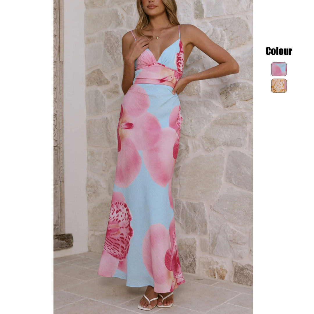 Damen Maxikleid mit floralem Design und raffinierten Rüschendetails R&B
