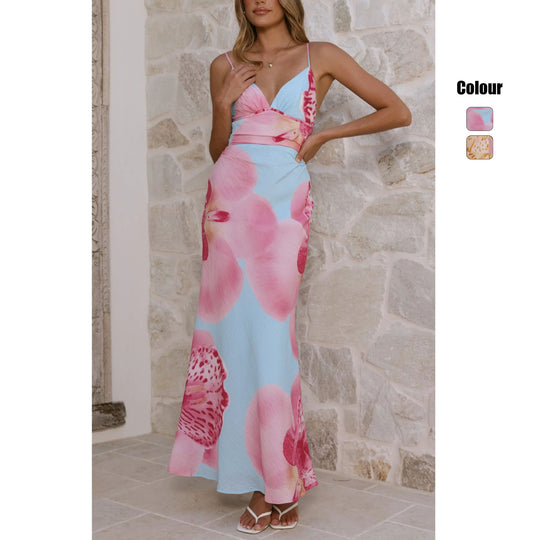 Damen Maxikleid mit floralem Design und raffinierten Rüschendetails R&B