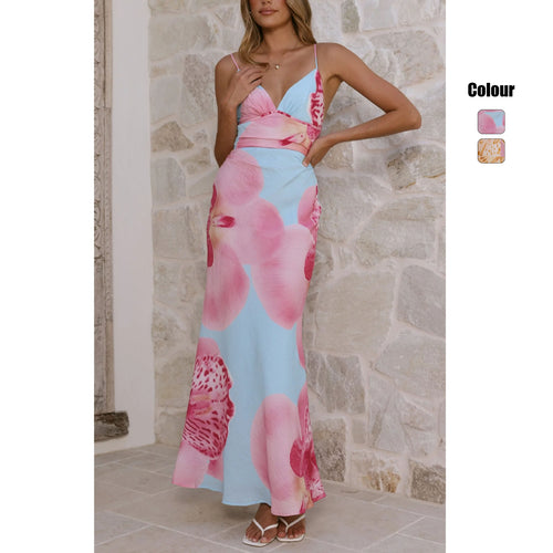 Damen Maxikleid mit floralem Design und raffinierten Rüschendetails R&B