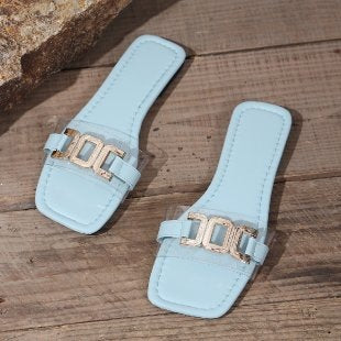 Damen Elegante und schicke Mules mit dekorativem Schnallen-Detail R&B
