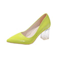 Damen klassische Pumps mit transparentem Blockabsatz und spitz zulaufender Vorderkappe R&B