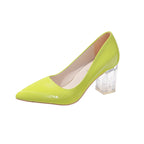 Damen klassische Pumps mit transparentem Blockabsatz und spitz zulaufender Vorderkappe R&B