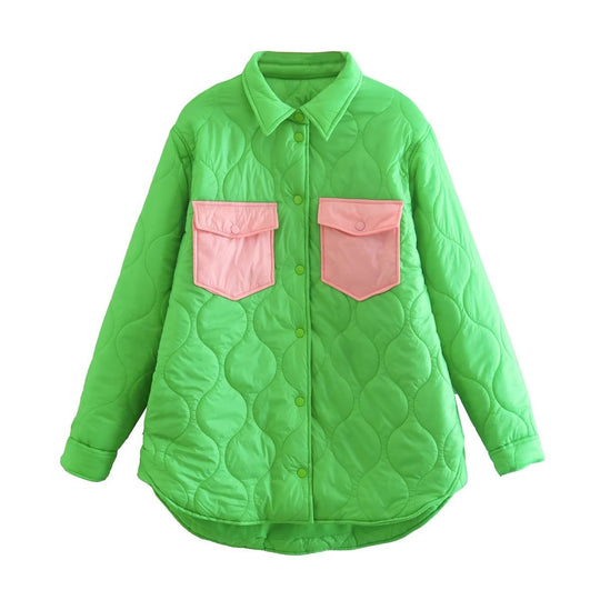 Damen gesteppte Übergangsjacke mit auffälligen Taschen und modischem Schnitt R&B