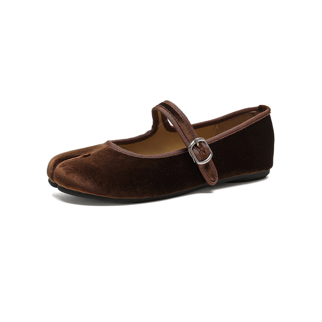 Damen Ballerinas mit luxuriösem Samt und stilvollem Riemen R&B